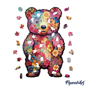 Puzzle in Legno Adulti - Orsacchiotto Floreale