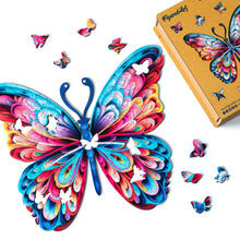 Carica l&#39;immagine nel visualizzatore di Gallery, Puzzle in Legno Adulti - Sgargiante Farfalla Multicolore