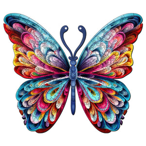 Puzzle in Legno Adulti - Sgargiante Farfalla Multicolore