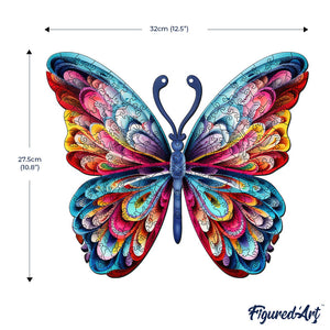 Puzzle in Legno Adulti - Sgargiante Farfalla Multicolore