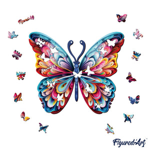 Puzzle in Legno Adulti - Sgargiante Farfalla Multicolore