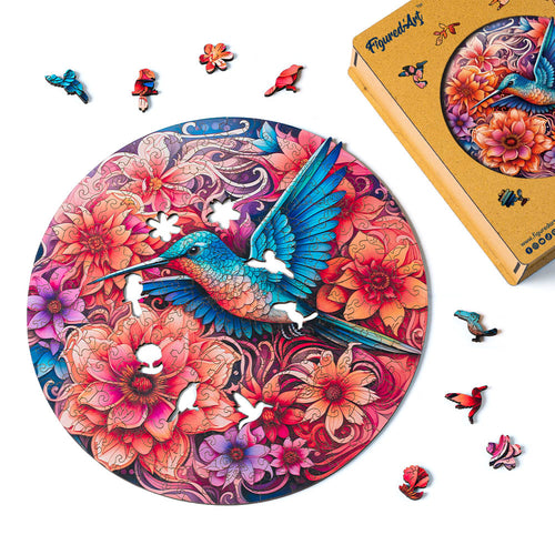 Puzzle in Legno Adulti - Colibrì tra i Fiori