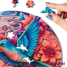 Carica l&#39;immagine nel visualizzatore di Gallery, Puzzle in Legno Adulti - Colibrì tra i Fiori