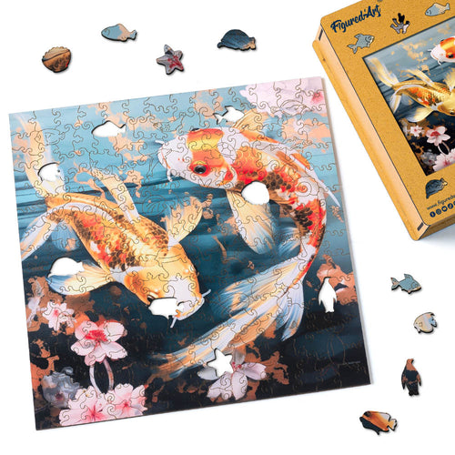 Puzzle in Legno Adulti - Carpe Koi e Fiori