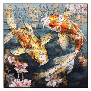 Puzzle in Legno Adulti - Carpe Koi e Fiori