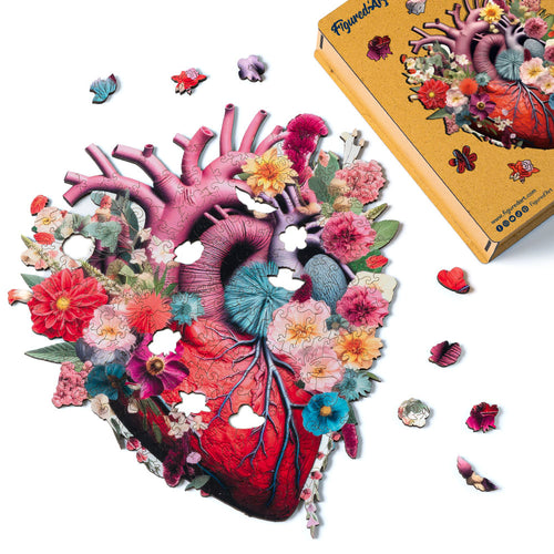 Puzzle in Legno Adulti - Cuore Anatomico Floreale