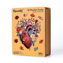 Carica l&#39;immagine nel visualizzatore di Gallery, Puzzle in Legno Adulti - Cuore Anatomico Floreale