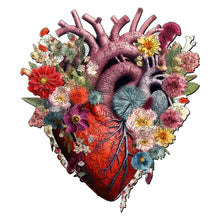 Carica l&#39;immagine nel visualizzatore di Gallery, Puzzle in Legno Adulti - Cuore Anatomico Floreale