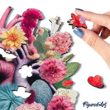 Carica l&#39;immagine nel visualizzatore di Gallery, Puzzle in Legno Adulti - Cuore Anatomico Floreale