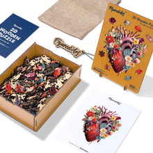 Carica l&#39;immagine nel visualizzatore di Gallery, Puzzle in Legno Adulti - Cuore Anatomico Floreale