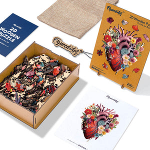 Puzzle in Legno Adulti - Cuore Anatomico Floreale