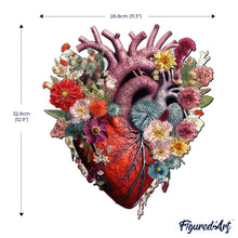 Carica l&#39;immagine nel visualizzatore di Gallery, Puzzle in Legno Adulti - Cuore Anatomico Floreale