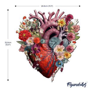Puzzle in Legno Adulti - Cuore Anatomico Floreale