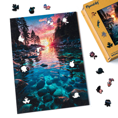 Puzzle in Legno Adulti - Tramonto su acque cristalline