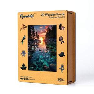 Puzzle in Legno Adulti - Tramonto su acque cristalline