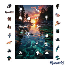 Carica l&#39;immagine nel visualizzatore di Gallery, Puzzle in Legno Adulti - Tramonto su acque cristalline
