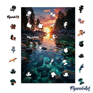 Puzzle in Legno Adulti - Tramonto su acque cristalline