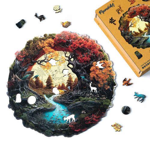 Puzzle in Legno Adulti - Fiume Autunnale