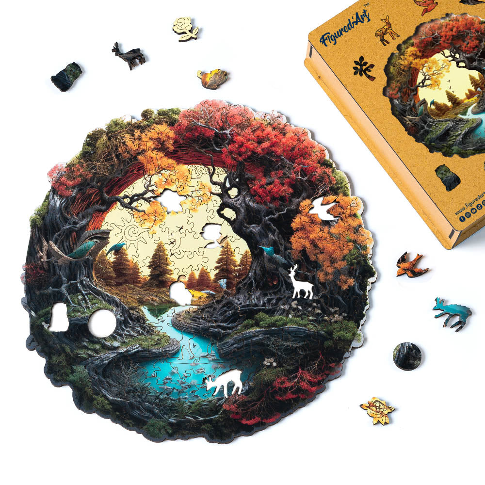 Puzzle in Legno Adulti - Fiume Autunnale