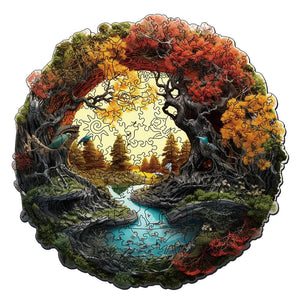 Puzzle in Legno Adulti - Fiume Autunnale