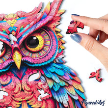 Carica l&#39;immagine nel visualizzatore di Gallery, Puzzle in Legno Adulti - Gufo Multicolore