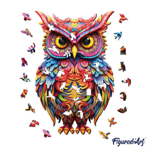 Puzzle in Legno Adulti - Gufo Multicolore