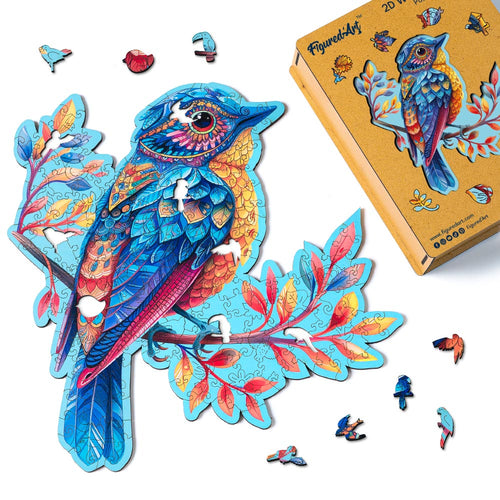 Puzzle in Legno Adulti - Passerotto Blu sul Ramo