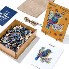 Carica l&#39;immagine nel visualizzatore di Gallery, Puzzle in Legno Adulti - Passerotto Blu sul Ramo