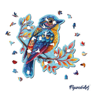 Puzzle in Legno Adulti - Passerotto Blu sul Ramo