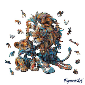 Puzzle in Legno Adulti - Leone e Cucciolo