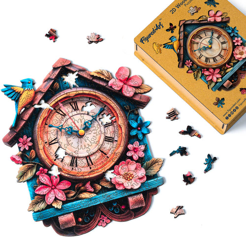 Puzzle in Legno Adulti - Orologio a cucù floreale