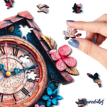 Carica l&#39;immagine nel visualizzatore di Gallery, Puzzle in Legno Adulti - Orologio a cucù floreale