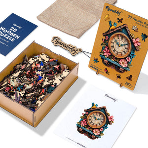 Puzzle in Legno Adulti - Orologio a cucù floreale