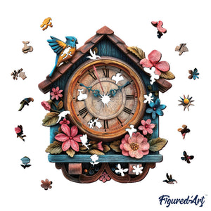 Puzzle in Legno Adulti - Orologio a cucù floreale