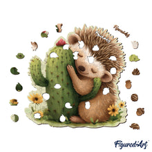 Carica l&#39;immagine nel visualizzatore di Gallery, Puzzle in Legno Adulti - Riccio e Cactus