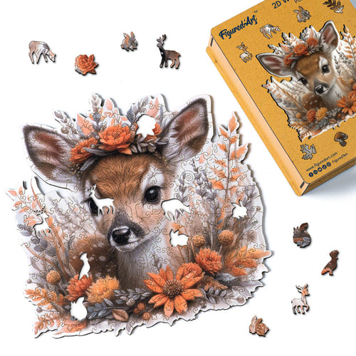 Puzzle in Legno Adulti - Cerbiatto tra i Fiori