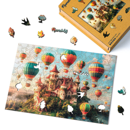 Puzzle in Legno Adulti - Castello e Mongolfiere
