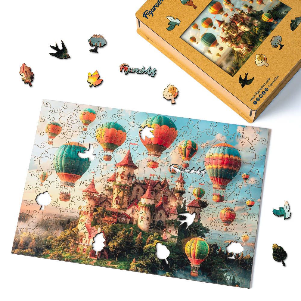 Puzzle in Legno Adulti - Castello e Mongolfiere