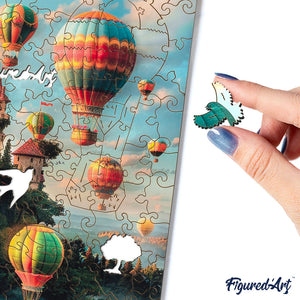 Puzzle in Legno Adulti - Castello e Mongolfiere