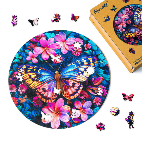Puzzle in Legno Adulti - Farfalla con Fiori