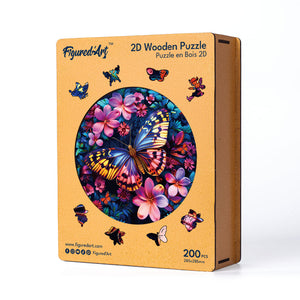 Puzzle in Legno Adulti - Farfalla con Fiori