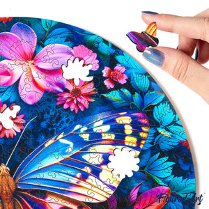 Puzzle in Legno Adulti - Farfalla con Fiori