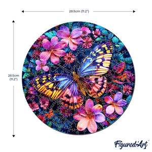 Puzzle in Legno Adulti - Farfalla con Fiori