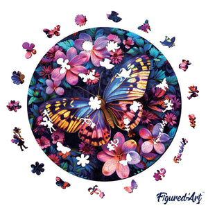 Puzzle in Legno Adulti - Farfalla con Fiori