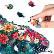Carica l&#39;immagine nel visualizzatore di Gallery, Puzzle in Legno Adulti - Balena Floreale