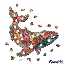 Carica l&#39;immagine nel visualizzatore di Gallery, Puzzle in Legno Adulti - Balena Floreale