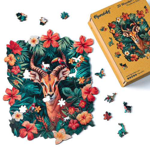 Puzzle in Legno Adulti - Giraffa con Fiori