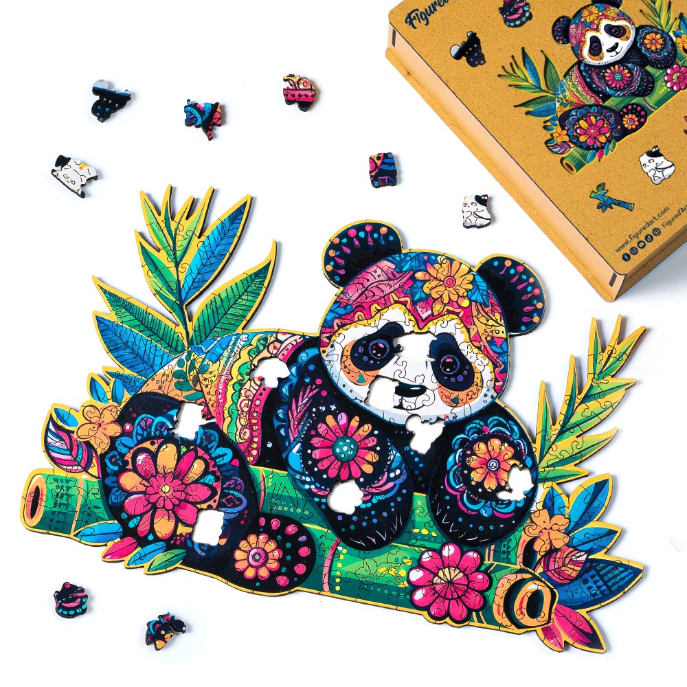 Puzzle in Legno Adulti - Panda Floreale