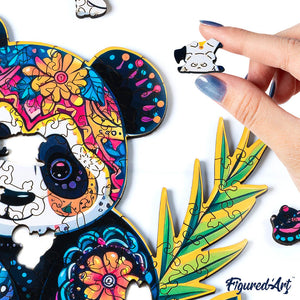 Puzzle in Legno Adulti - Panda Floreale