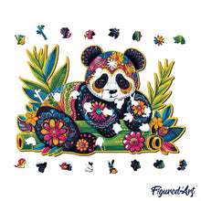 Carica l&#39;immagine nel visualizzatore di Gallery, Puzzle in Legno Adulti - Panda Floreale